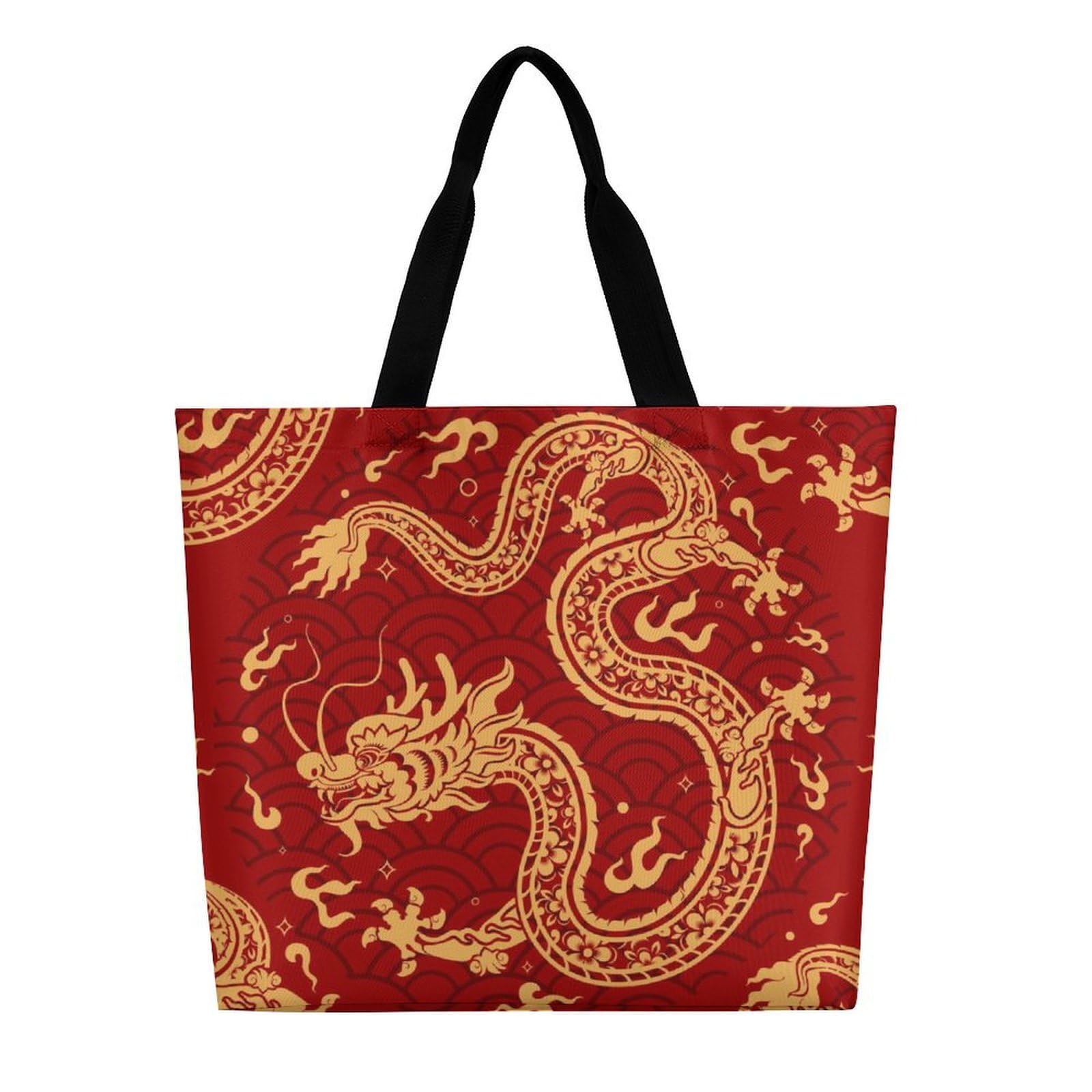 龍柄　ハンドメイド　トートバッグ　和柄　大きめ 大きめトートバッグ 和柄 龍 龍神 竜 ハンドメイド ショルダーバッグ